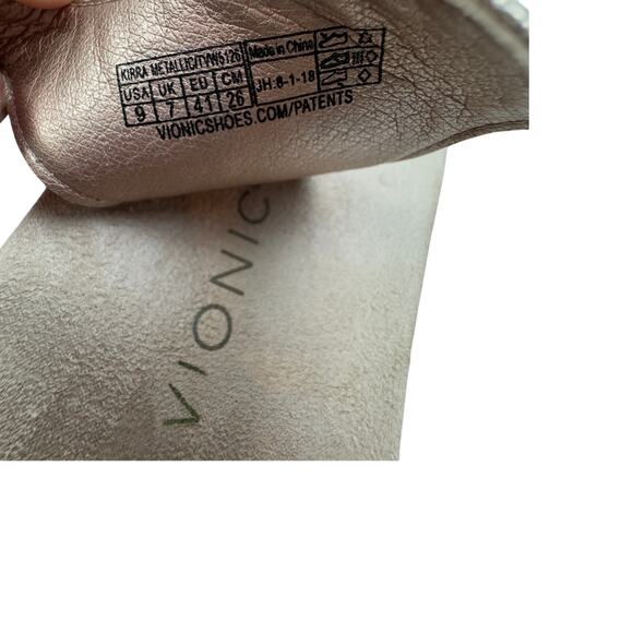 Vionic Kirra T-Strap Comfort Lightweight Metallic Champagne Sandals Women's 9 - Picture 7 of 8